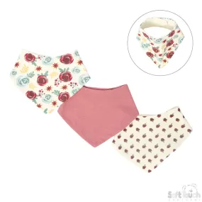 3 Pack Bandana Bib Set Plain, Floral-2CC104-B