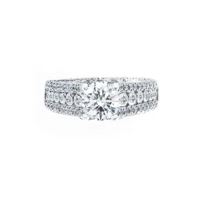 3 Row Tapered Diamond Engagement Ring