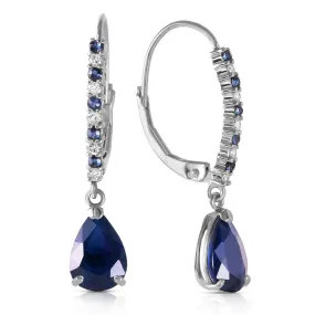 3.35 Carat 14K Solid White Gold Life At The Movies Sapphire Diamond Earrings