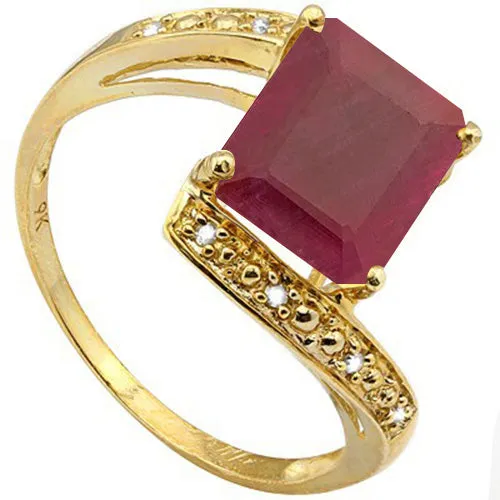 3.50 CT RUBY & DIAMOND 10KT SOLID GOLD RING