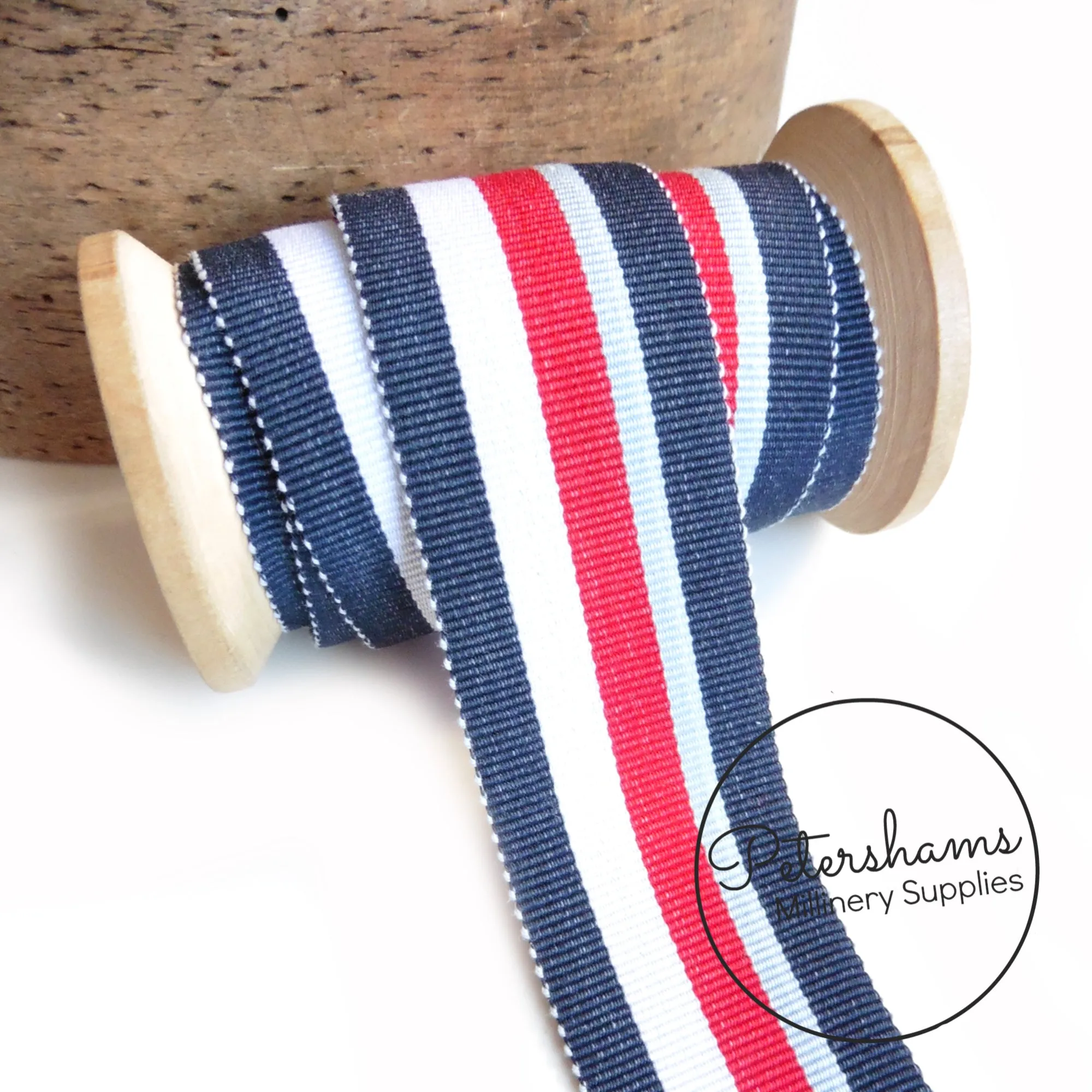 35mm Traditional Stripe Millinery Petersham Hat Ribbon - 1m