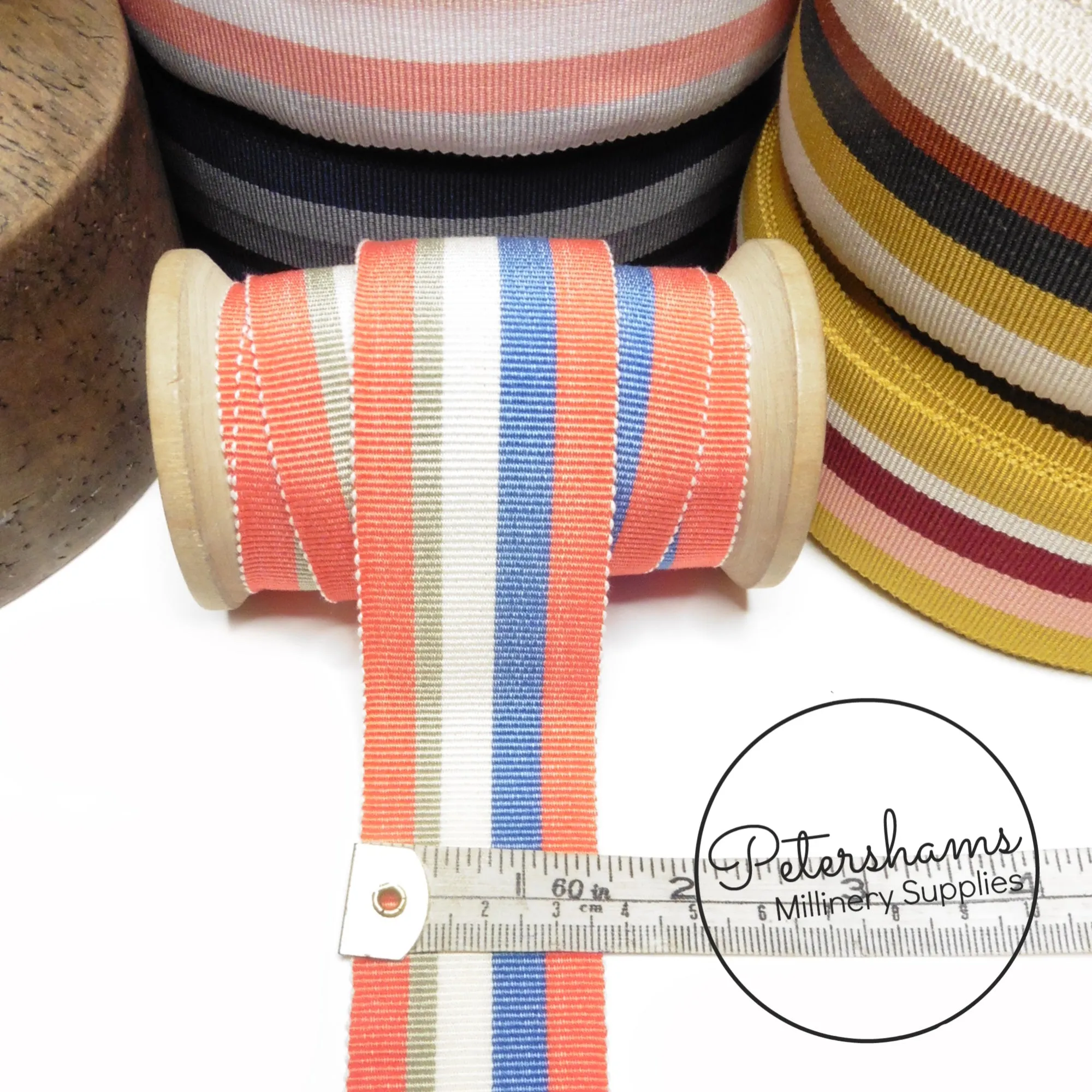 35mm Traditional Stripe Millinery Petersham Hat Ribbon - 1m