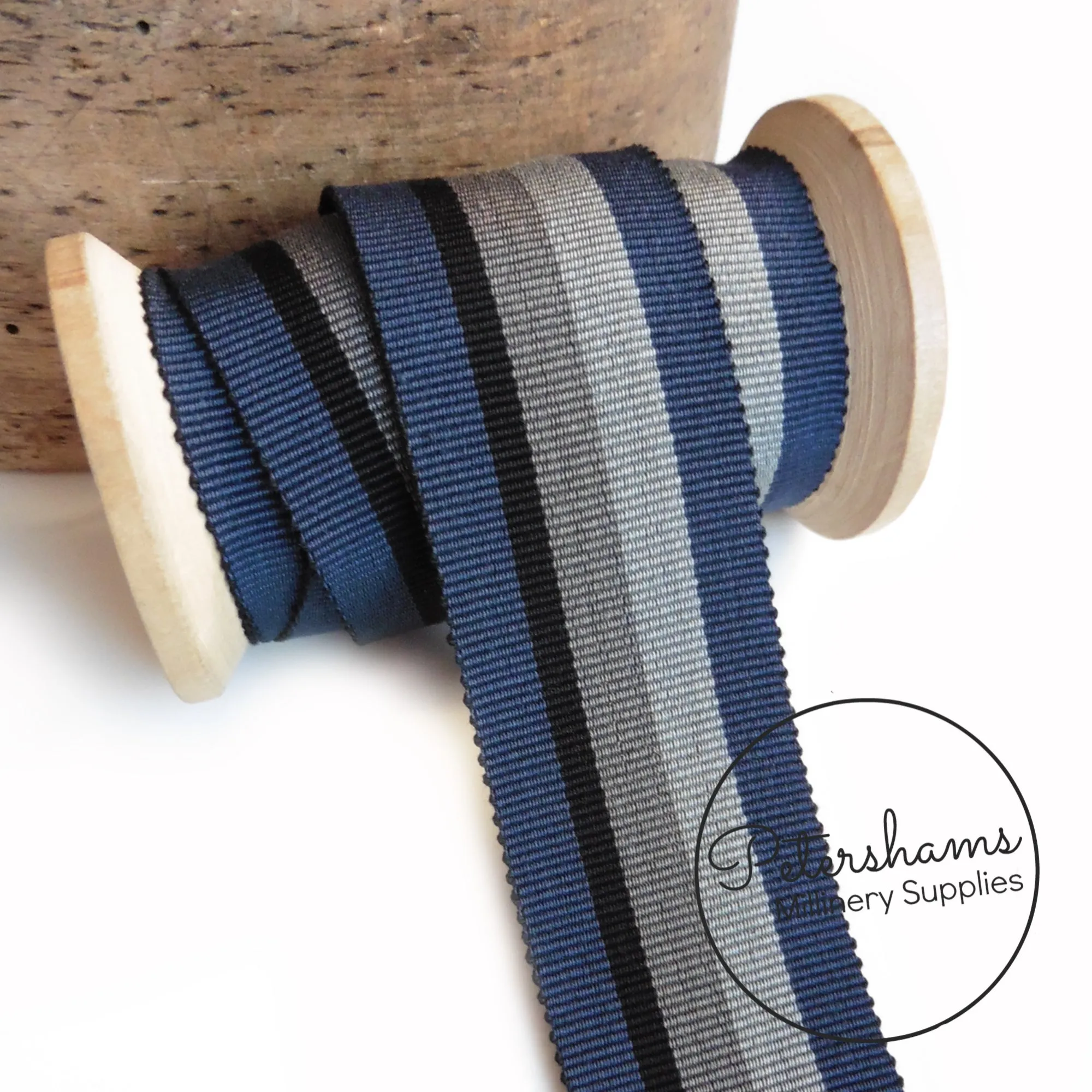 35mm Traditional Stripe Millinery Petersham Hat Ribbon - 1m