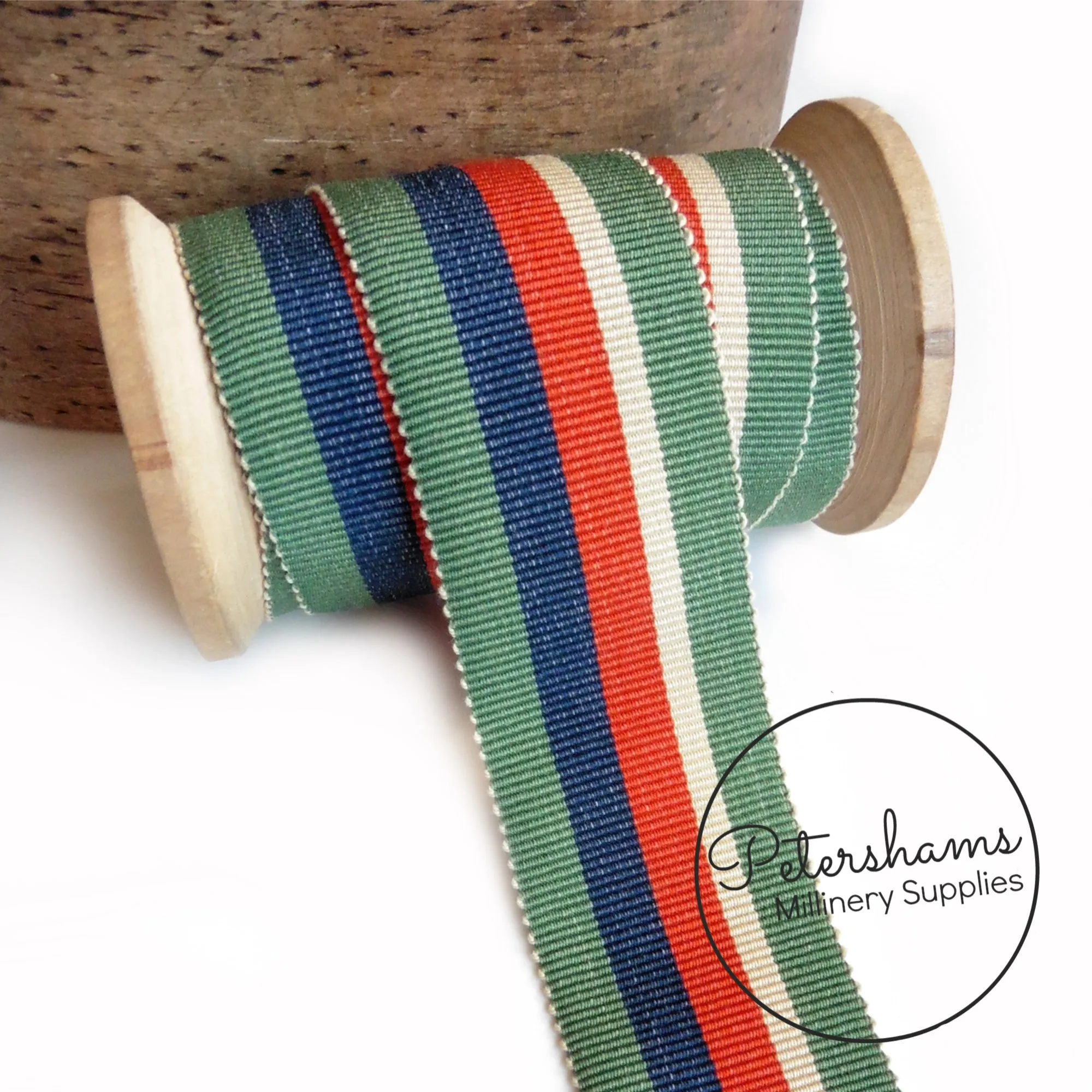 35mm Traditional Stripe Millinery Petersham Hat Ribbon - 1m