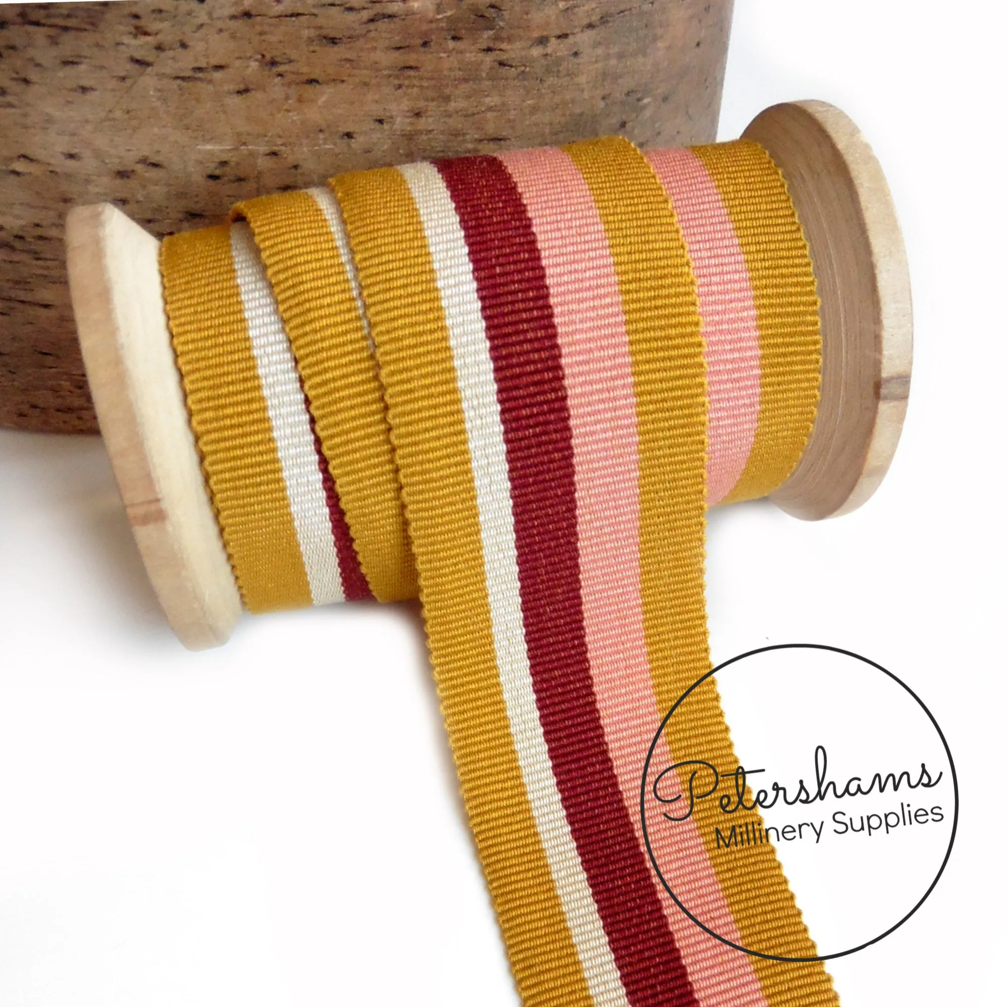 35mm Traditional Stripe Millinery Petersham Hat Ribbon - 1m