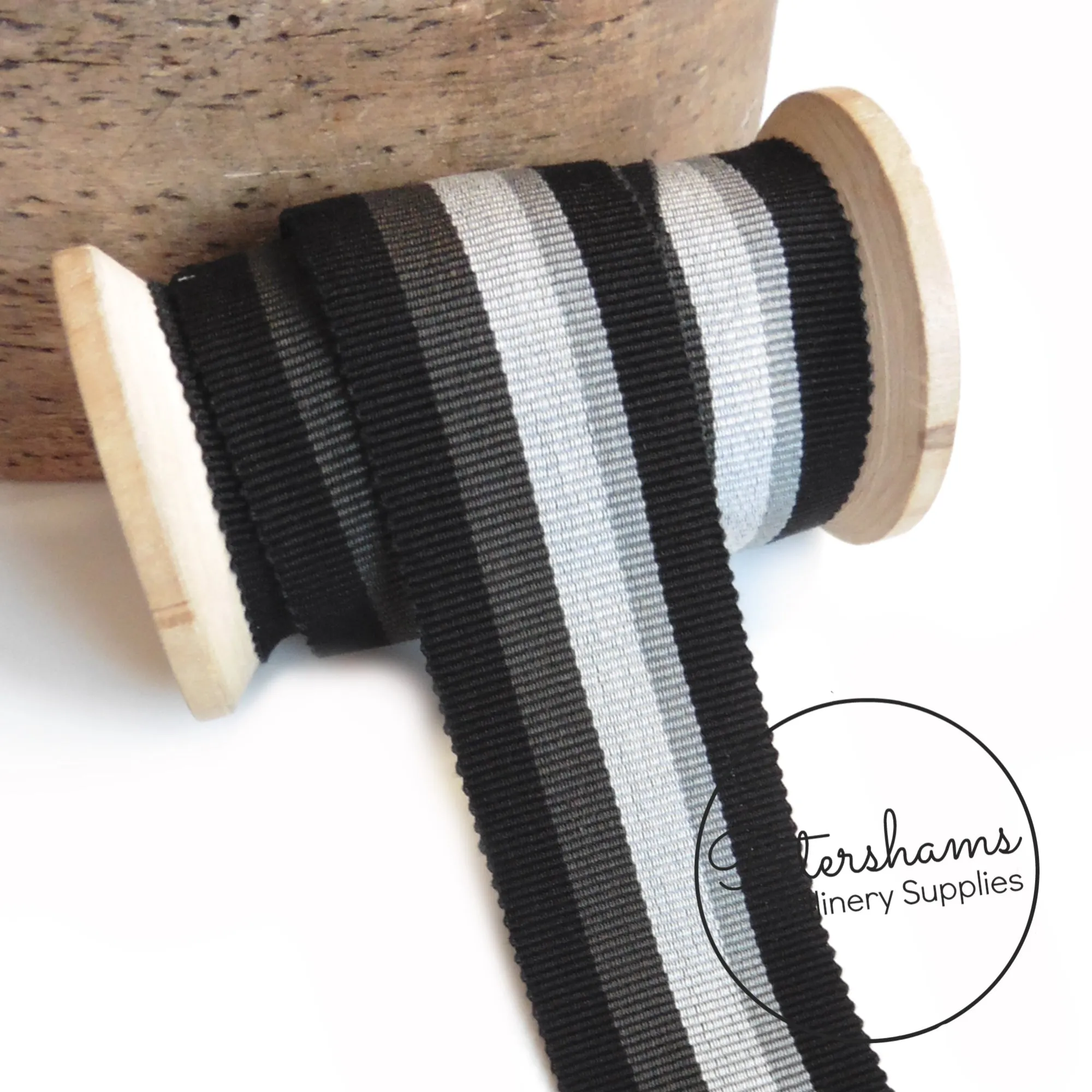 35mm Traditional Stripe Millinery Petersham Hat Ribbon - 1m