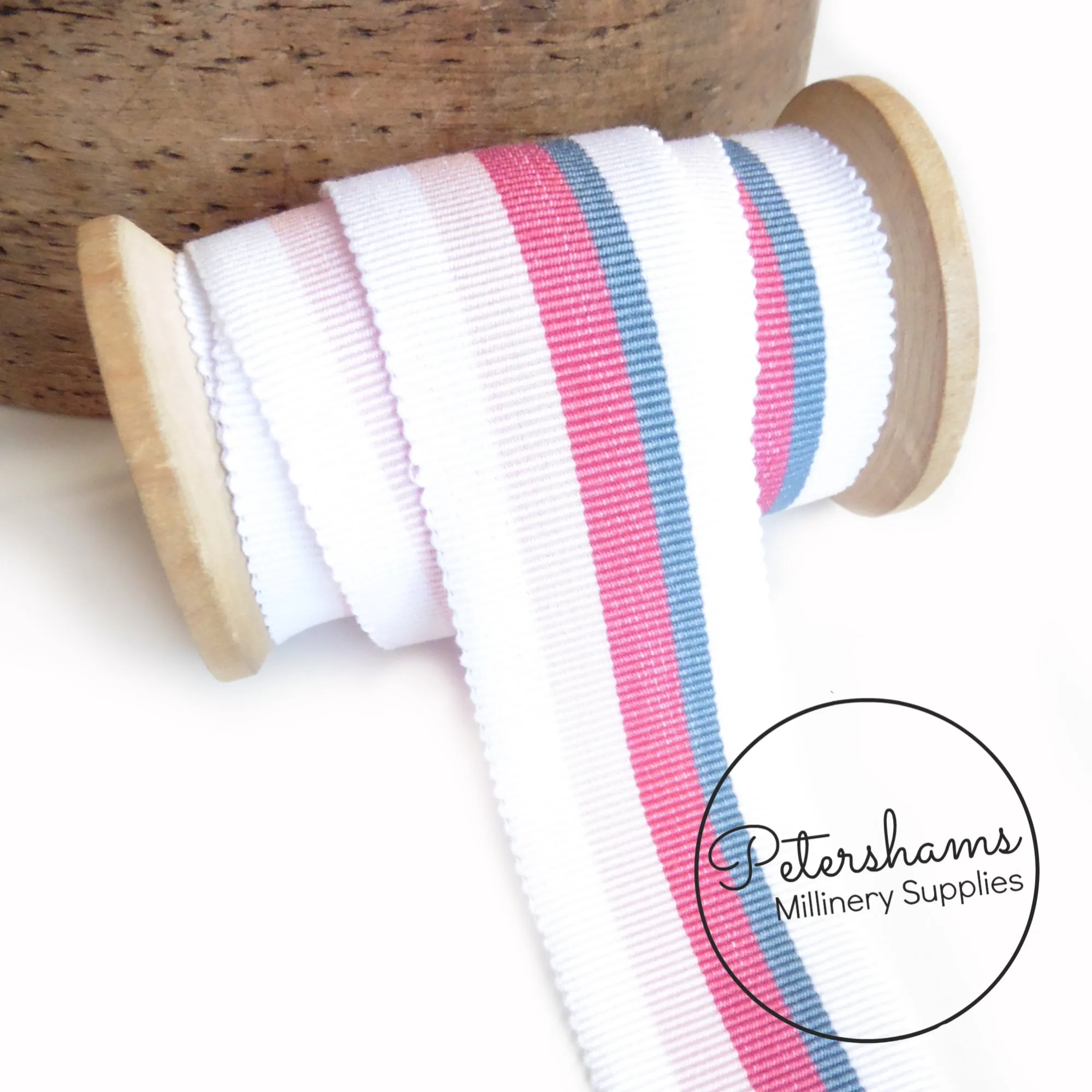 35mm Traditional Stripe Millinery Petersham Hat Ribbon - 1m