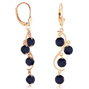 4 Carat 14K Solid Yellow Gold Chandelier Earrings Natural Sapphire