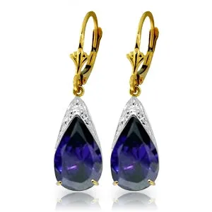 9.3 Carat 14K Solid Yellow Gold Catch The Wave Sapphire Earrings