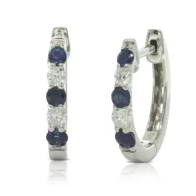 9ct White Gold Sapphire & Diamond Huggie Earrings