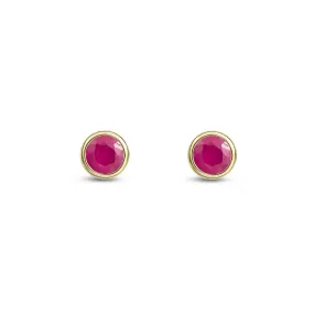 9ct Yellow Gold 3mm Ruby Rubover Stud Earrings