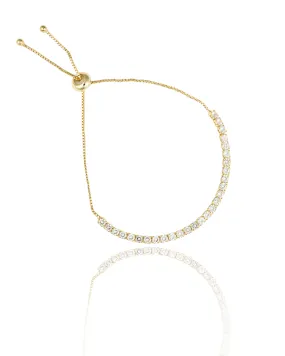 Adjustable Box Chain Bracelet With Round Clear CZ Stones (I140)