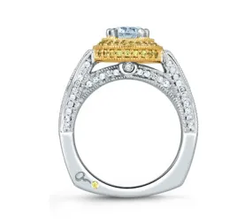 A.JAFFE ART DECO TWO TONE DIAMOND ENCRUSTED MILGRAIN ENGAGEMENT RING 0.93             (not includin