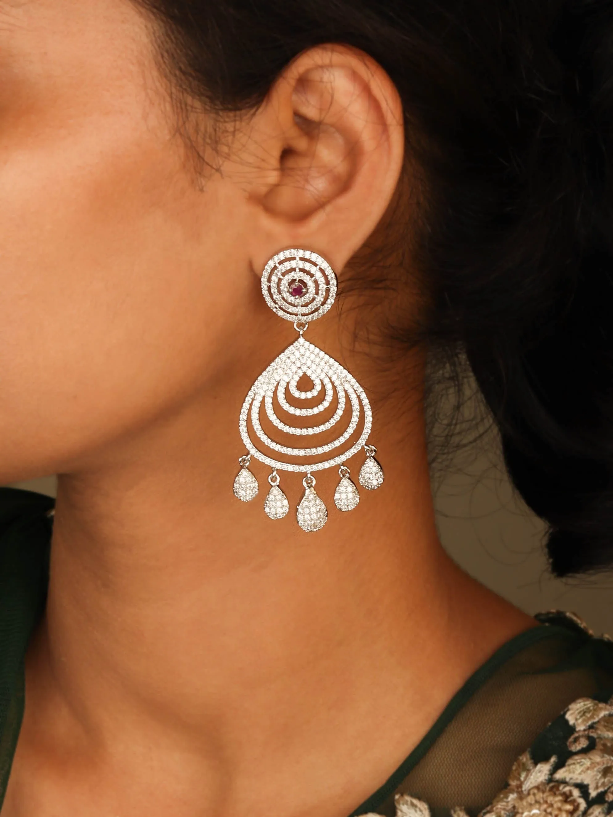 Anantara Luxurious Party Wear Earrings With Ruby Stone For Style Statement