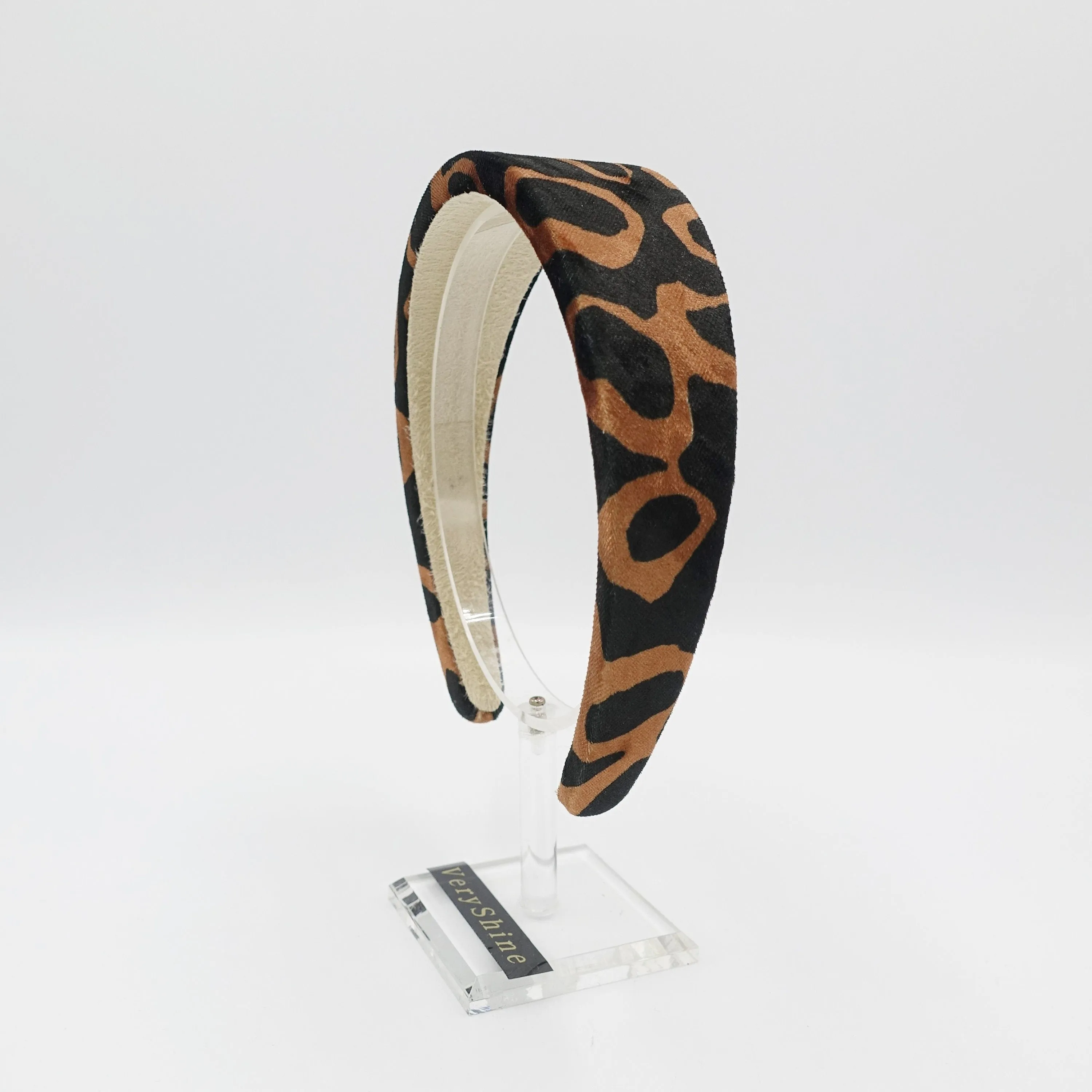 animal print velvet padded headband Autumn Winter hair accessory for women