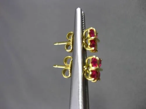 ANTIQUE 1.13CT AAA RUBY 18KT YELLOW GOLD SQUARE STUD POST EARRINGS BEAUTIFUL!