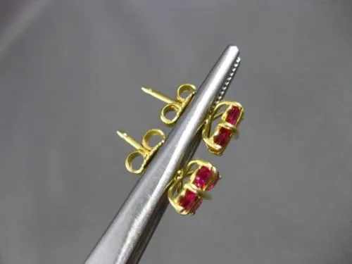 ANTIQUE 1.13CT AAA RUBY 18KT YELLOW GOLD SQUARE STUD POST EARRINGS BEAUTIFUL!