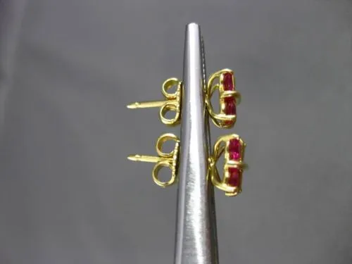 ANTIQUE 1.13CT AAA RUBY 18KT YELLOW GOLD SQUARE STUD POST EARRINGS BEAUTIFUL!