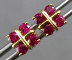 ANTIQUE 1.13CT AAA RUBY 18KT YELLOW GOLD SQUARE STUD POST EARRINGS BEAUTIFUL!