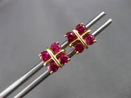 ANTIQUE 1.13CT AAA RUBY 18KT YELLOW GOLD SQUARE STUD POST EARRINGS BEAUTIFUL!