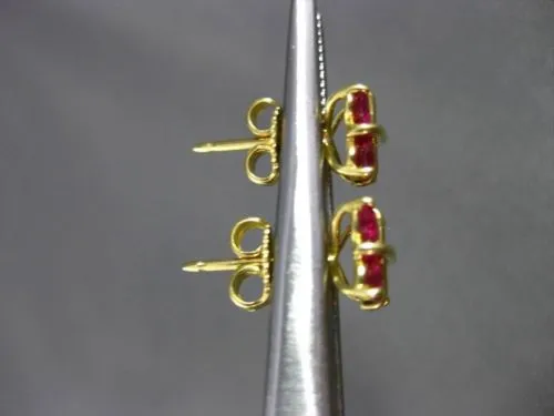 ANTIQUE 1.13CT AAA RUBY 18KT YELLOW GOLD SQUARE STUD POST EARRINGS BEAUTIFUL!