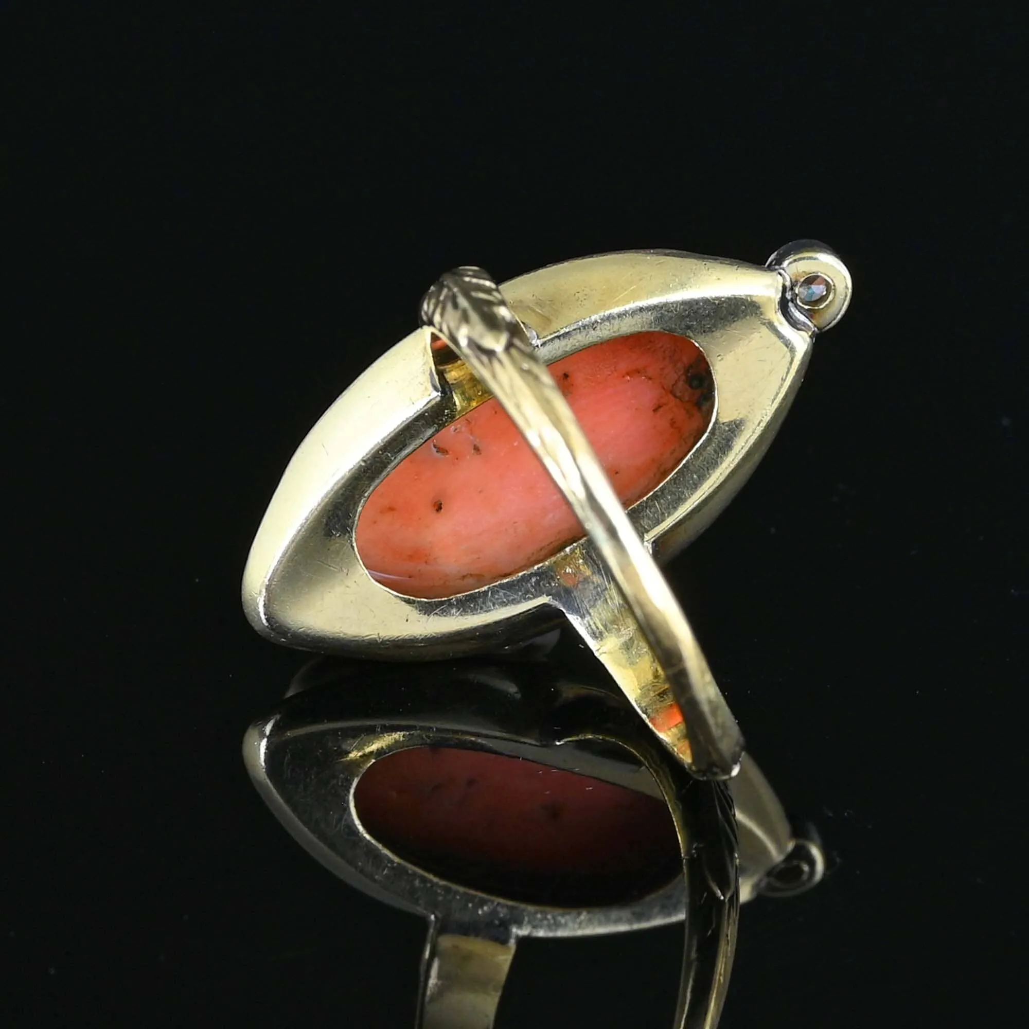 Antique Edwardian Diamond Coral Cameo Ring