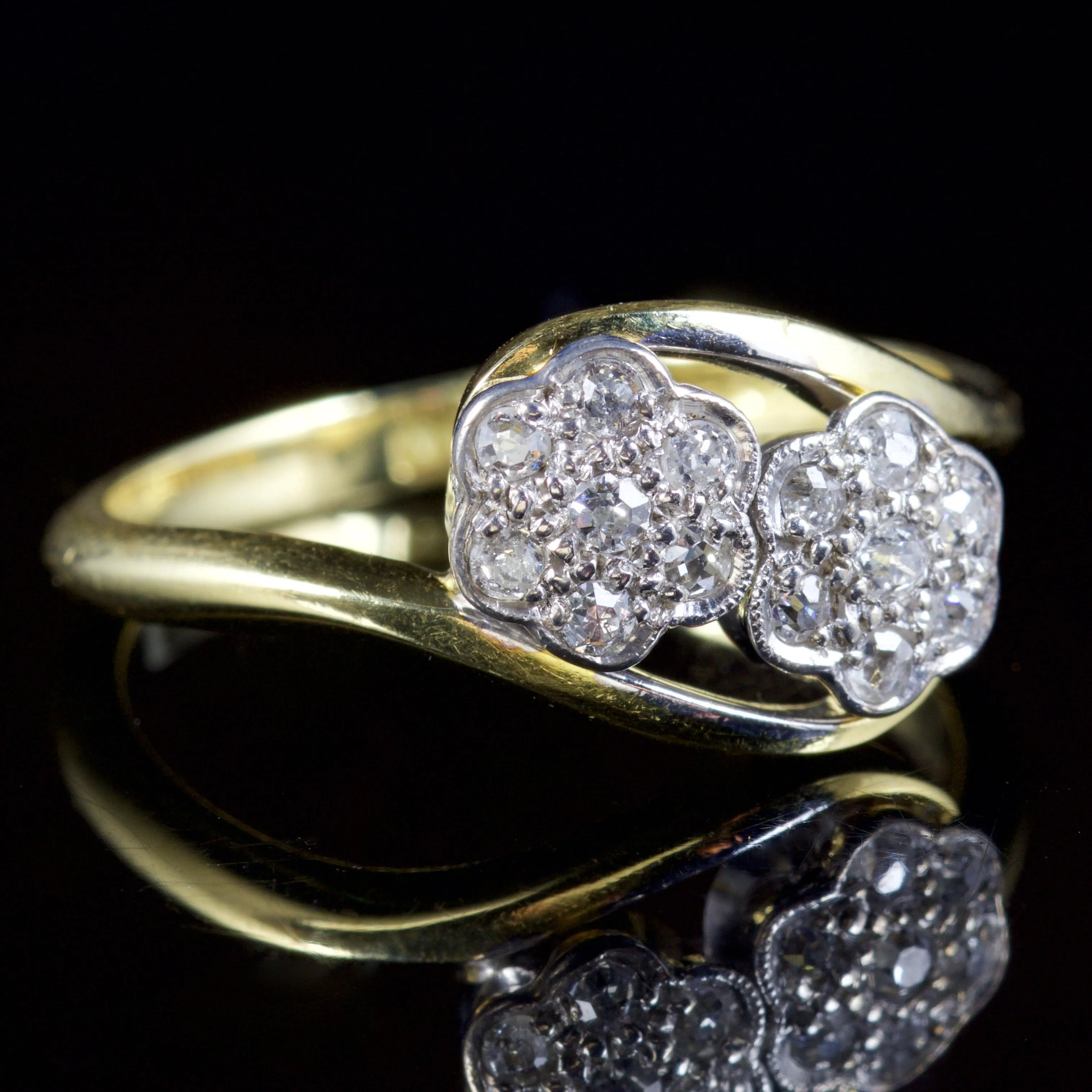 Antique Edwardian Twist Diamond Ring 18Ct Plat Circa 1915