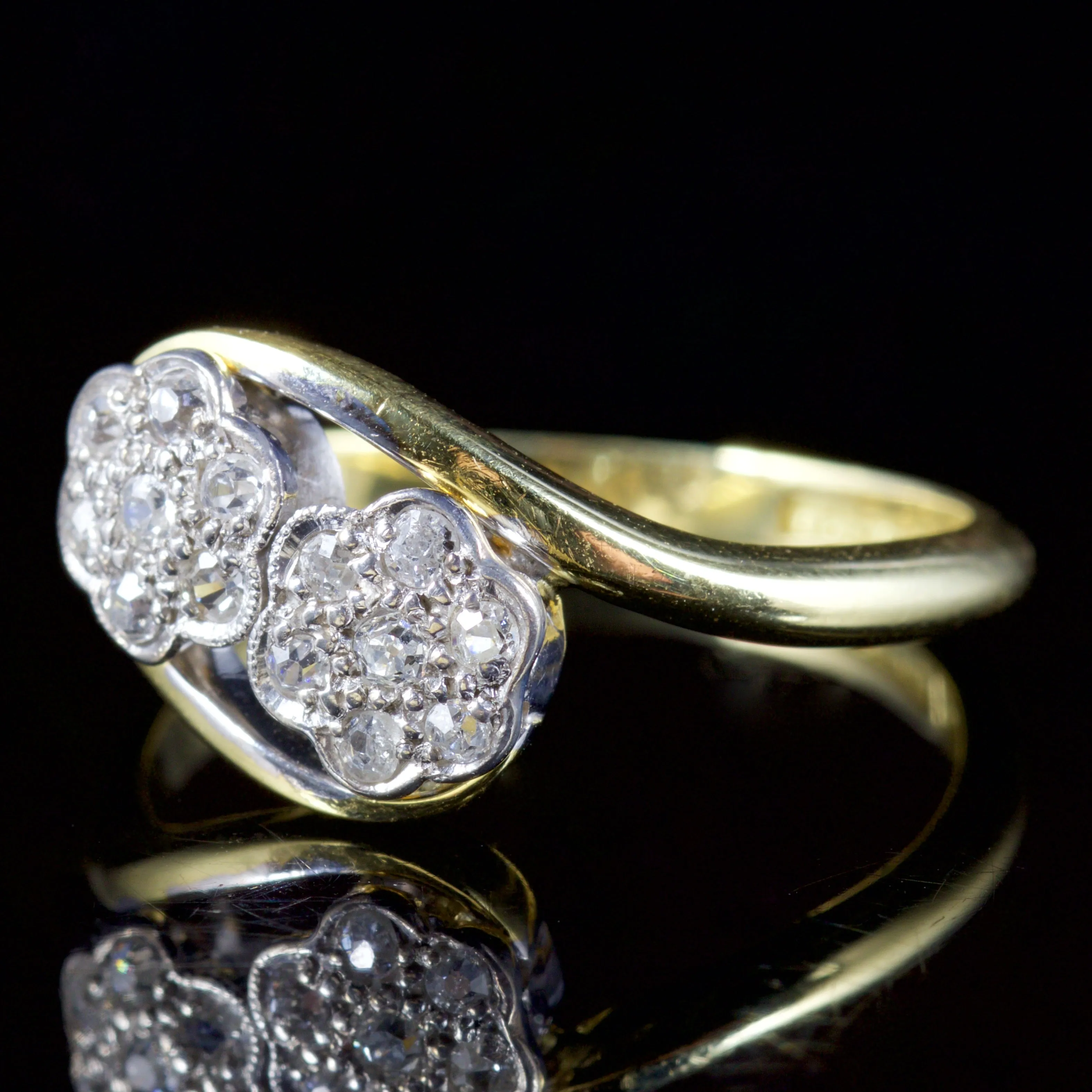 Antique Edwardian Twist Diamond Ring 18Ct Plat Circa 1915