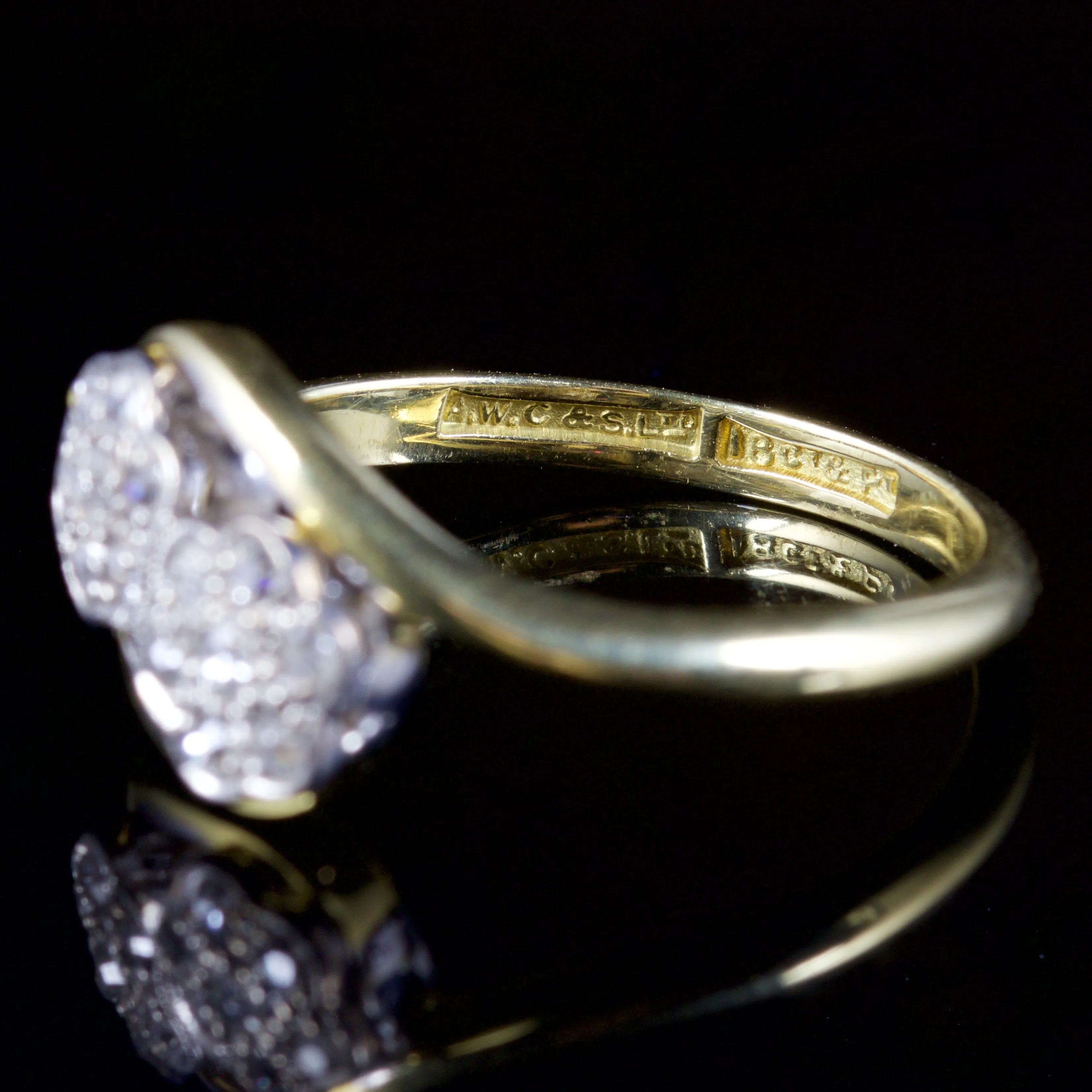 Antique Edwardian Twist Diamond Ring 18Ct Plat Circa 1915