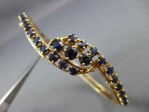 ANTIQUE WIDE 4.0CT AAA SAPPHIRE 14KT YELLOW GOLD FILIGREE BANGLE BRACELET 21259