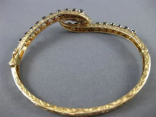 ANTIQUE WIDE 4.0CT AAA SAPPHIRE 14KT YELLOW GOLD FILIGREE BANGLE BRACELET 21259