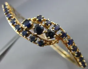 ANTIQUE WIDE 4.0CT AAA SAPPHIRE 14KT YELLOW GOLD FILIGREE BANGLE BRACELET 21259