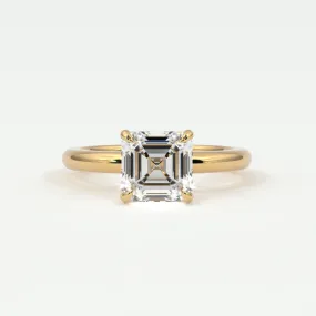 Asscher Cut Pave Diamond Hidden Halo, Gold Band