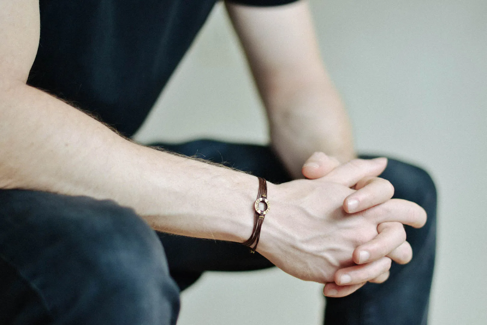 Believe wrapped bracelet for men, bronze charm, brown cord, gift wrapped, Valentine's day gift