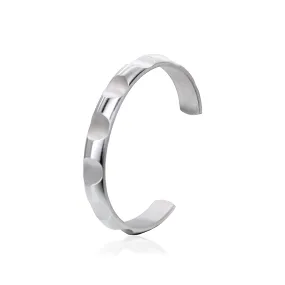 BG109W B.Tiff Simplicity Round Pattern Adjustable Stainless Steel Bangle Cuff