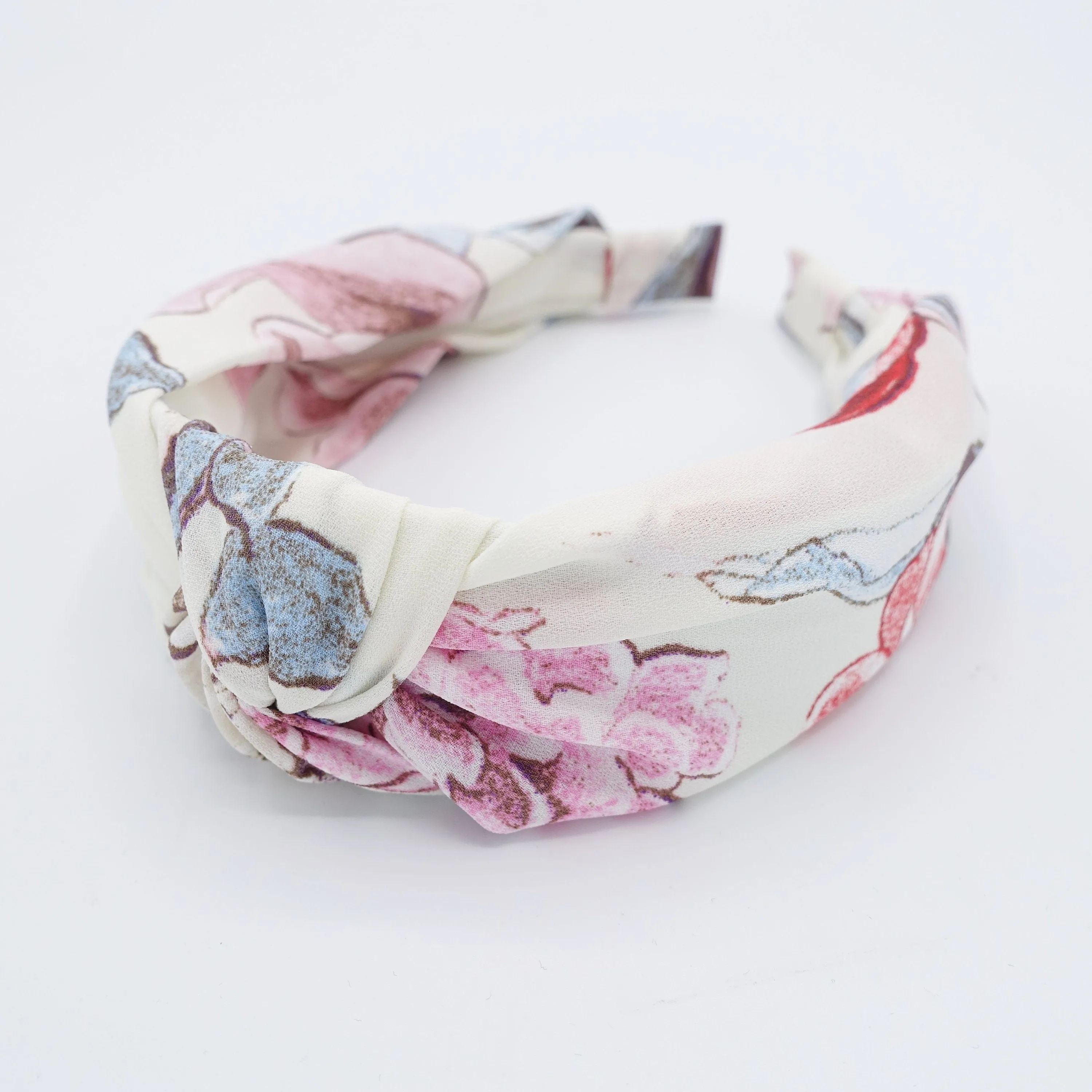 big flower print knotted headband chiffon Spring hairband women hair accessory