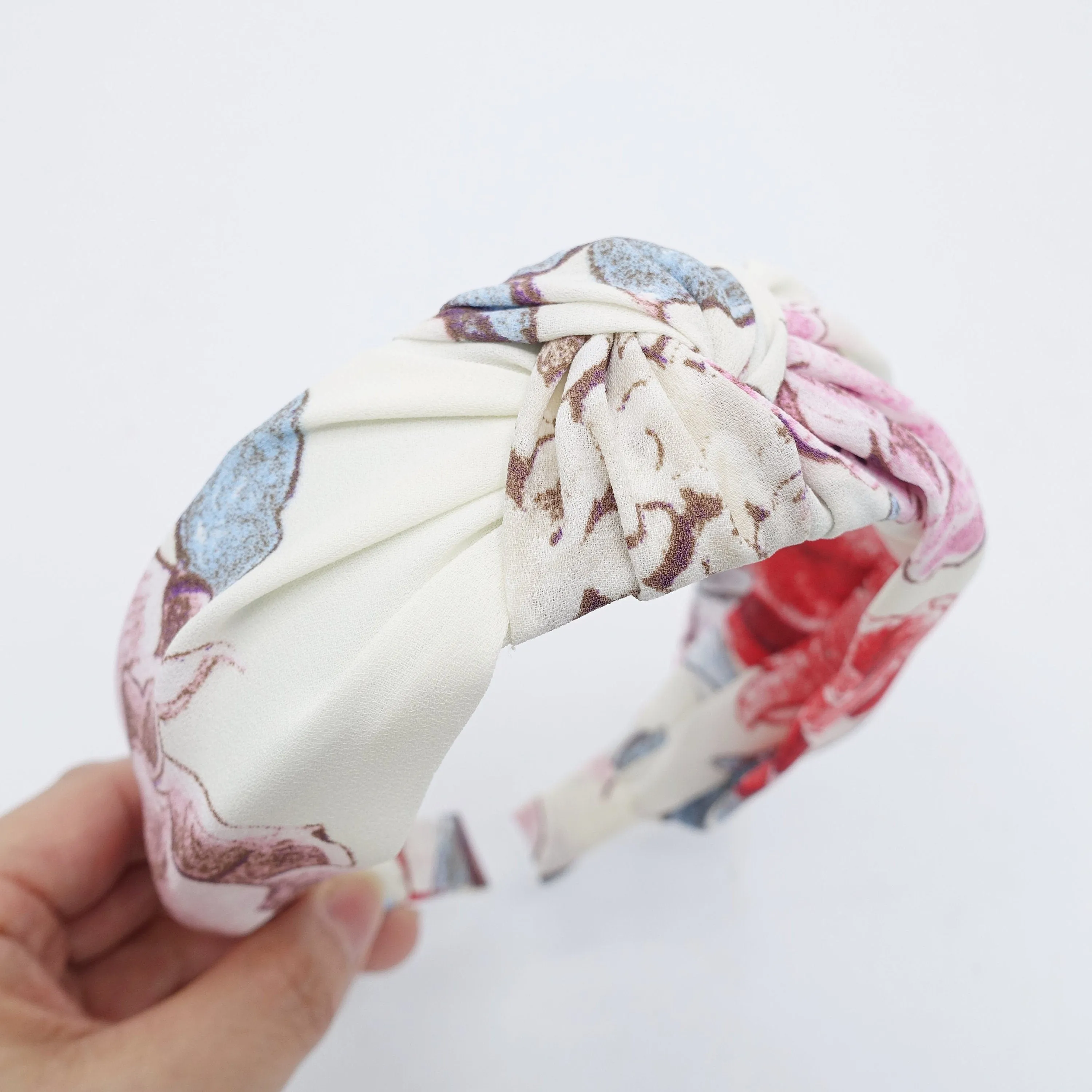 big flower print knotted headband chiffon Spring hairband women hair accessory