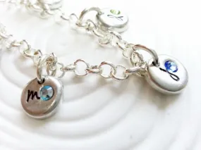 Birthstone Charm Bracelet | Grandmother's Initial Bracelet | Mother's Jewelry