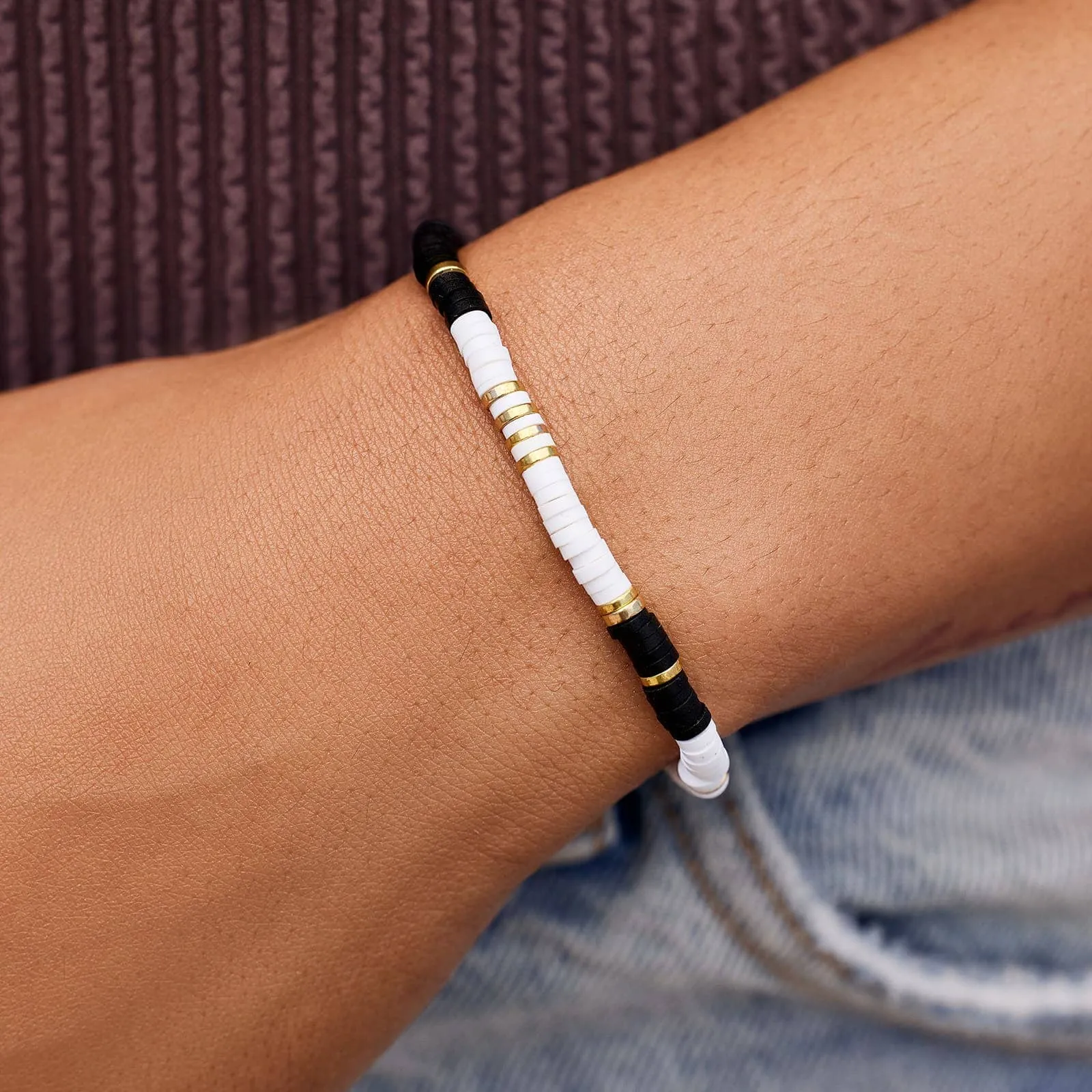 Black & White Disc Stretch Bracelet