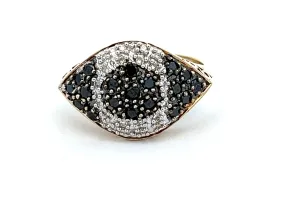 Black Diamond 9ct Yellow Gold Ring with Filigree Under Rail