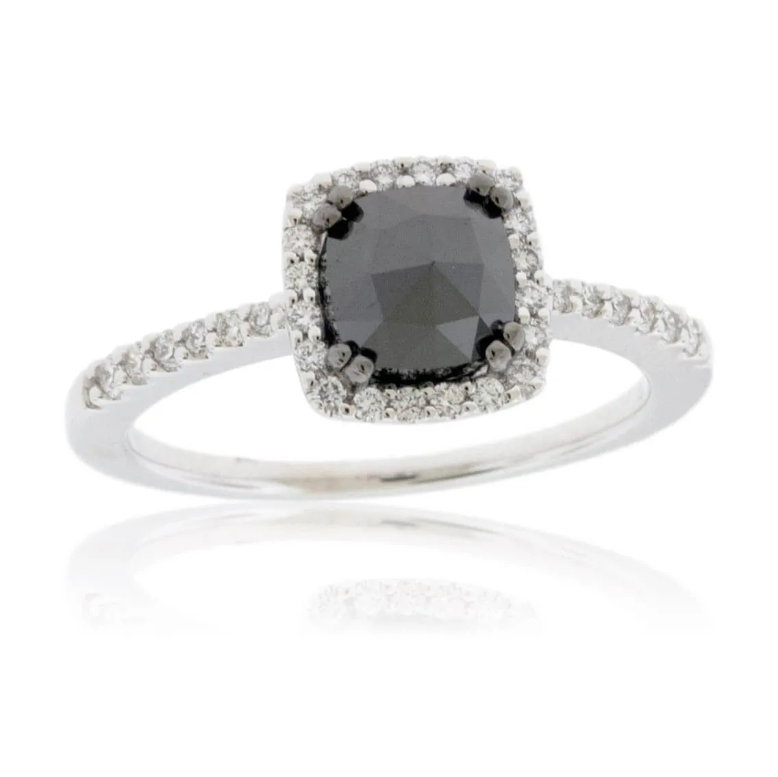 Black Diamond & Diamond Halo Ring