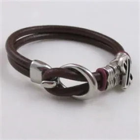 Burgundy  Round Leather Cord Awareness Ribbon Bracelet