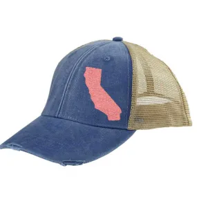 California Hat | Distressed Snapback Trucker | state cap | many color choices