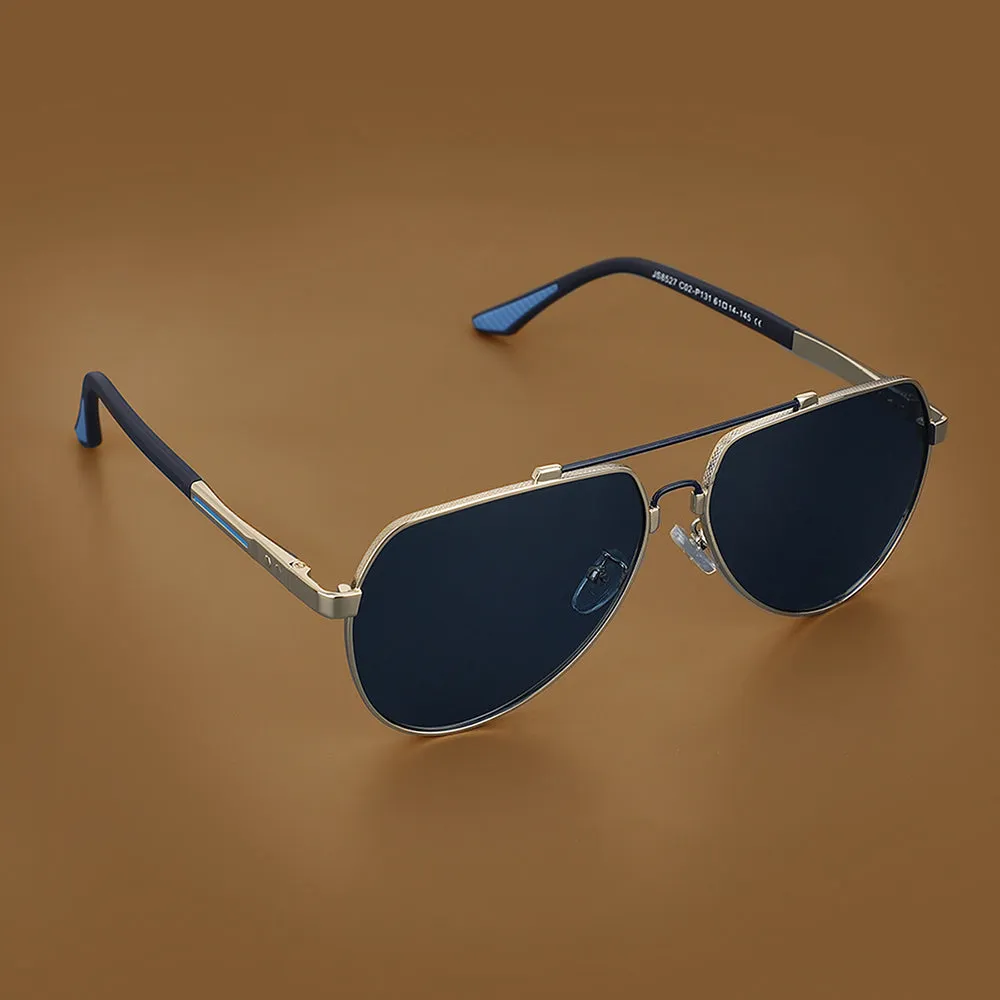 Carlton London Premium Gold & Blue Toned Polarised And Uv Protected Lens Aviator Sunglasses For Men