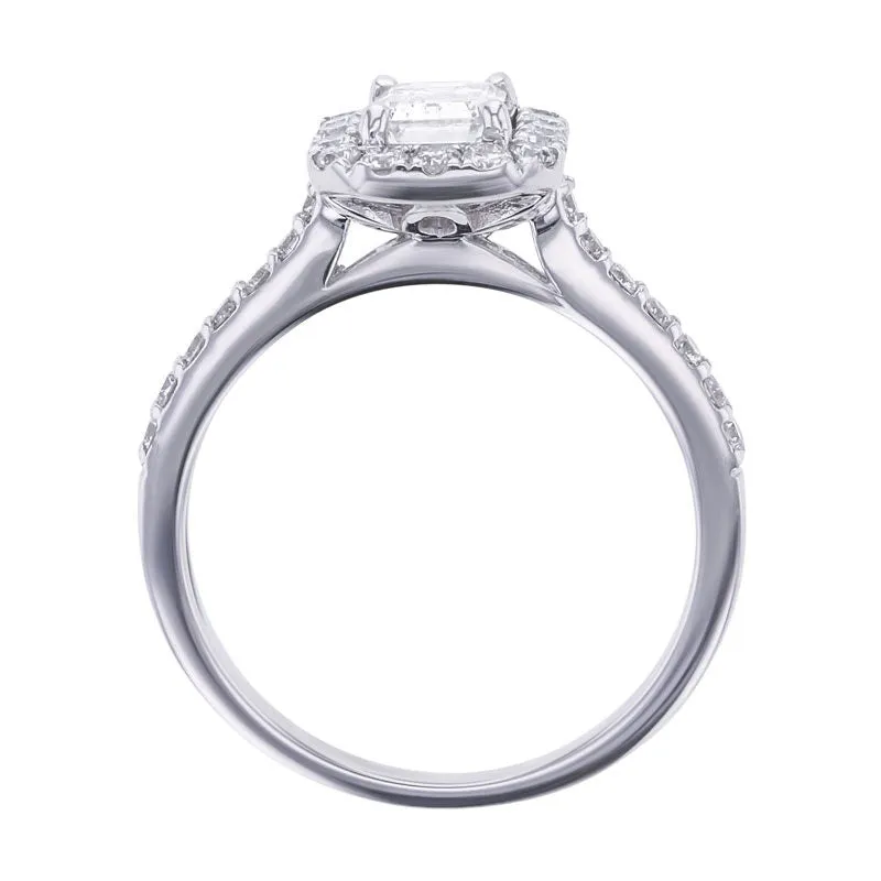 Carly Emerald Cut Halo 1 1/10ct Ready for Love Diamond Engagement Ring