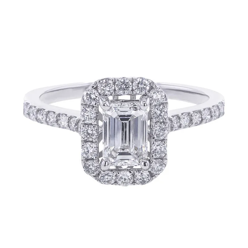 Carly Emerald Cut Halo 1 1/10ct Ready for Love Diamond Engagement Ring