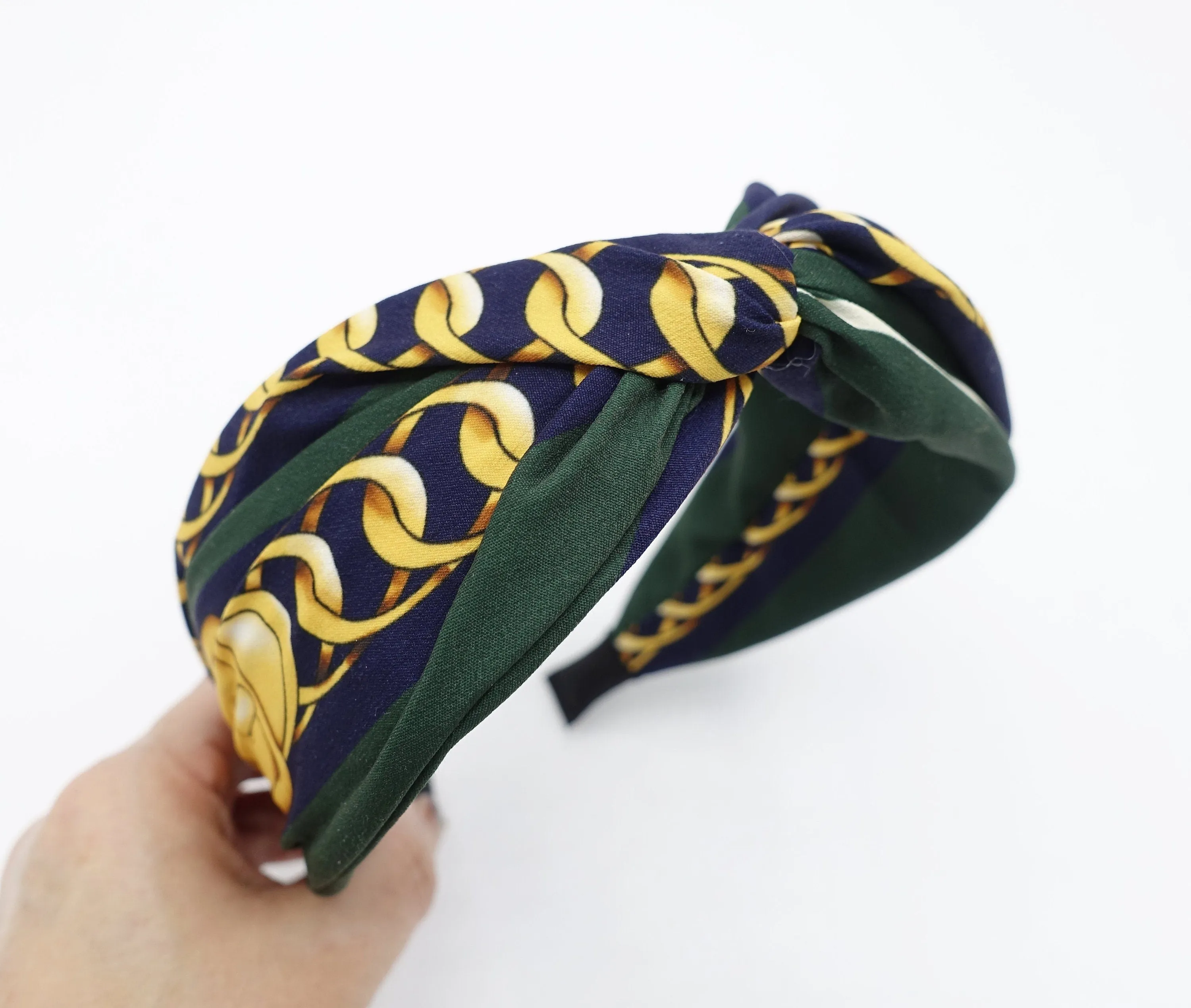 chain belt print headband cross hairband for women