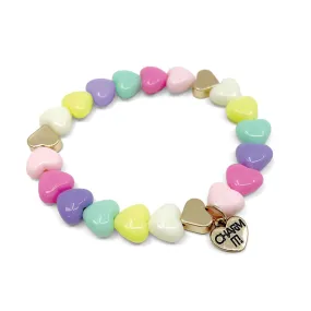 Charm It Gold Pastel Heart Stretch Bracelet