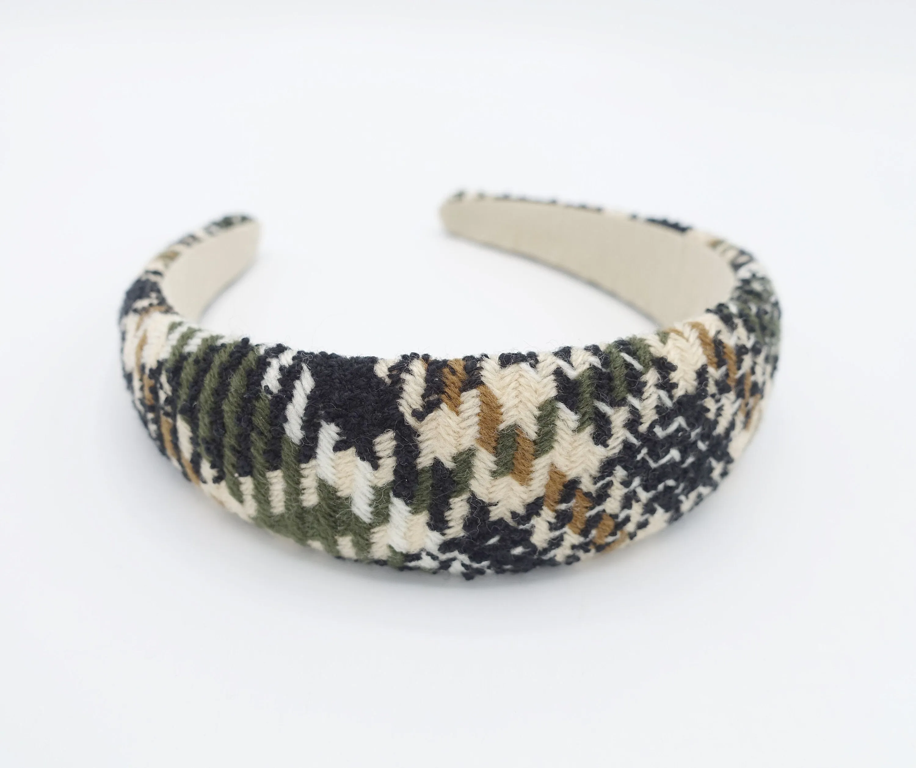 check houndstooth tweed headband padded hairband Fall Winter stylish casual hair accessory for women