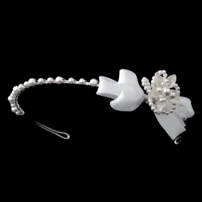 Children's White or Ivory Flower Bow Headband